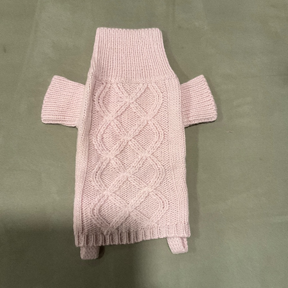 Woof Wear Cable Knit Turtleneck Dog Sweater, Light Pink 12-in (M)